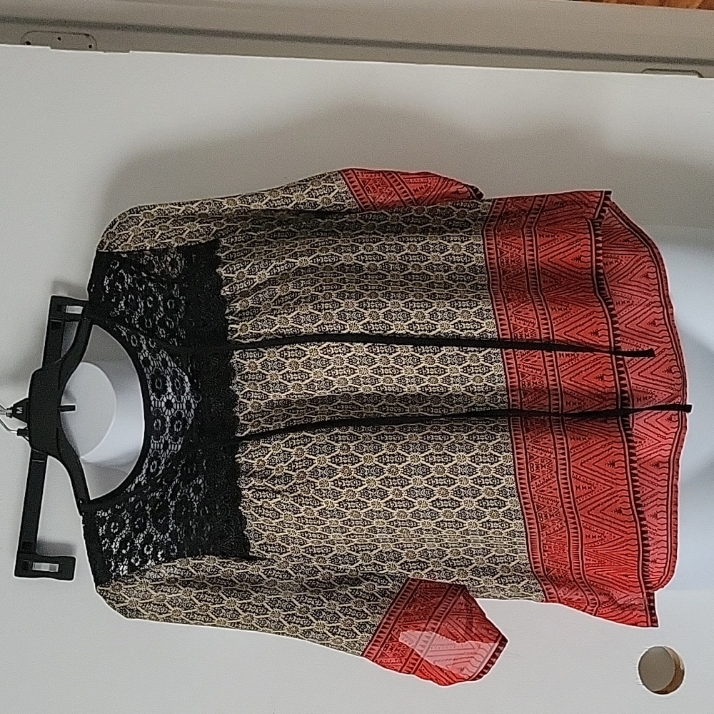 Multicolor dress blouse.  Size medium.  Tags removed because could see them.
